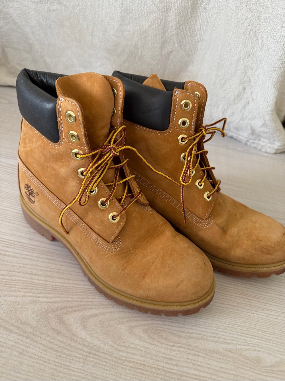 Timberland Men's Chestnut Nubuck Lace-Up Work Boots with Black Collar